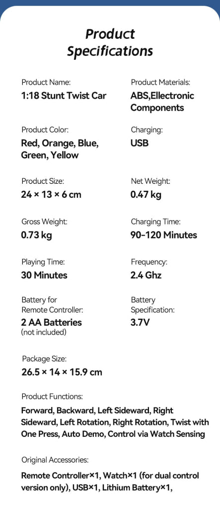 Jjrc Q110 1:18 Stunt Twist Car