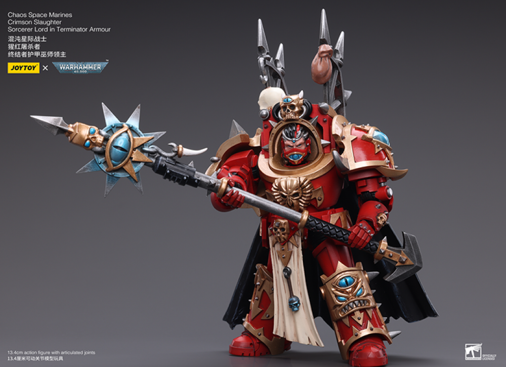 Joytoy Warhammer 40K Chaos Space Marines Crimson Slaughter Sorcerer Lord In Terminator Armour