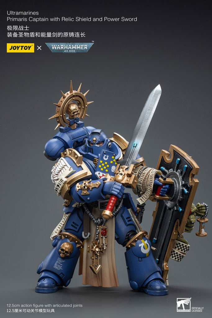 Joytoy Warhammer 40K Ultramarines Primaris Captain With Relic Shield And Power Sword Jt6465