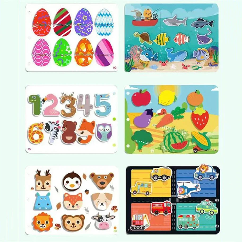 Kids Learning Book Montessori Animals Numbers Matching Puzzles