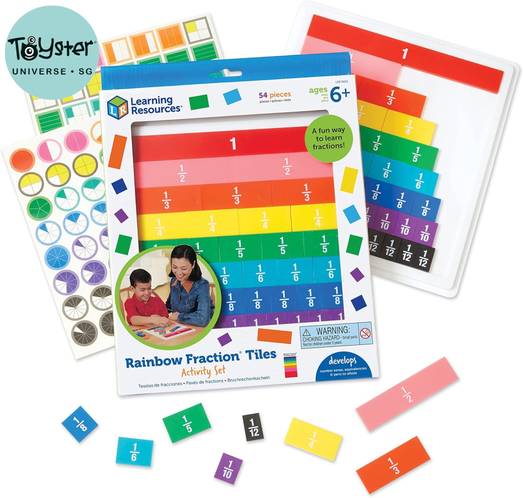 Learning Resources Ler0615 Rainbow Fraction Plastic Tiles With Tray