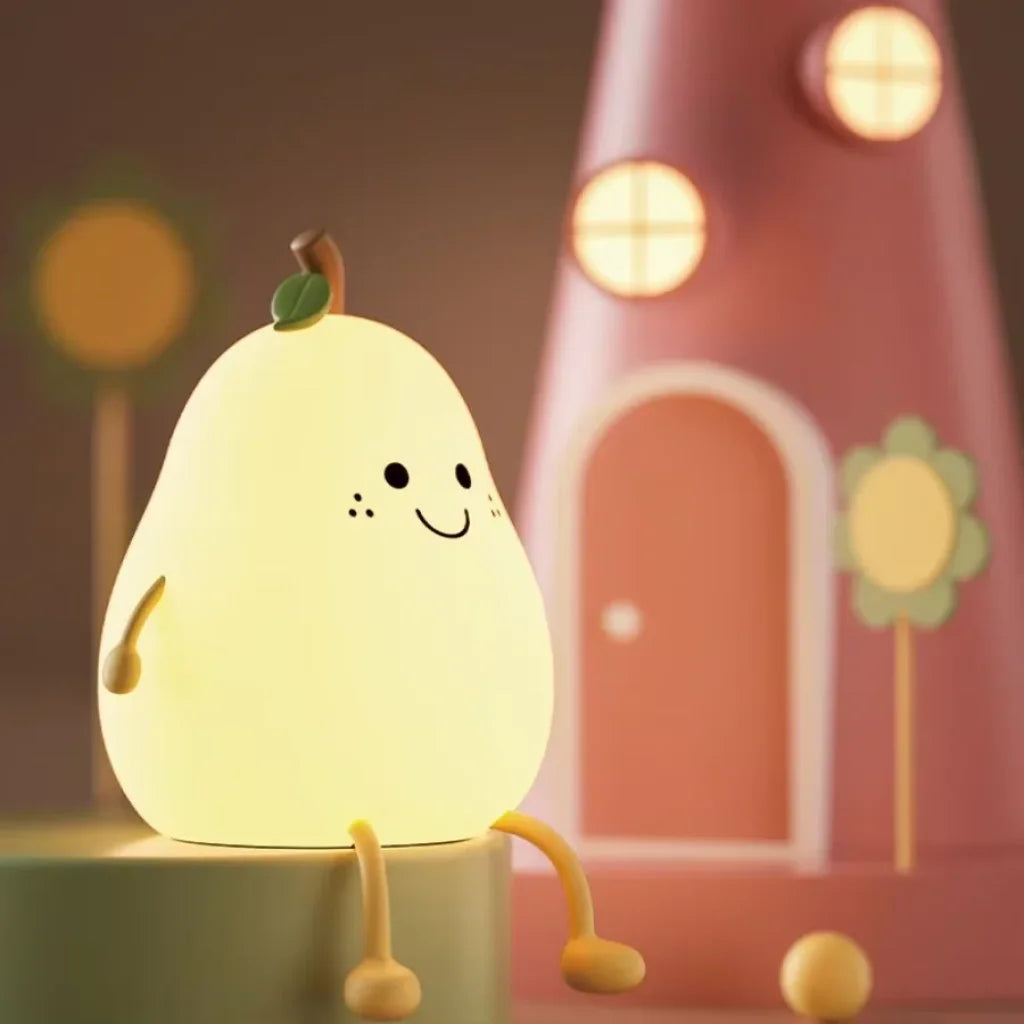 LED Pear Fruit Silicone Night Light - Blanco / Pear
