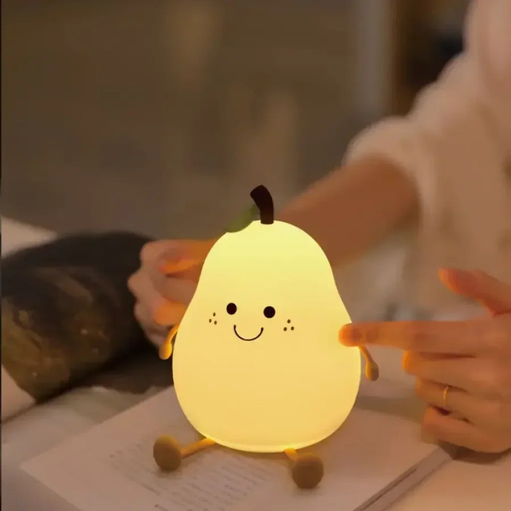 LED Pear Fruit Silicone Night Light - Blanco / Pear