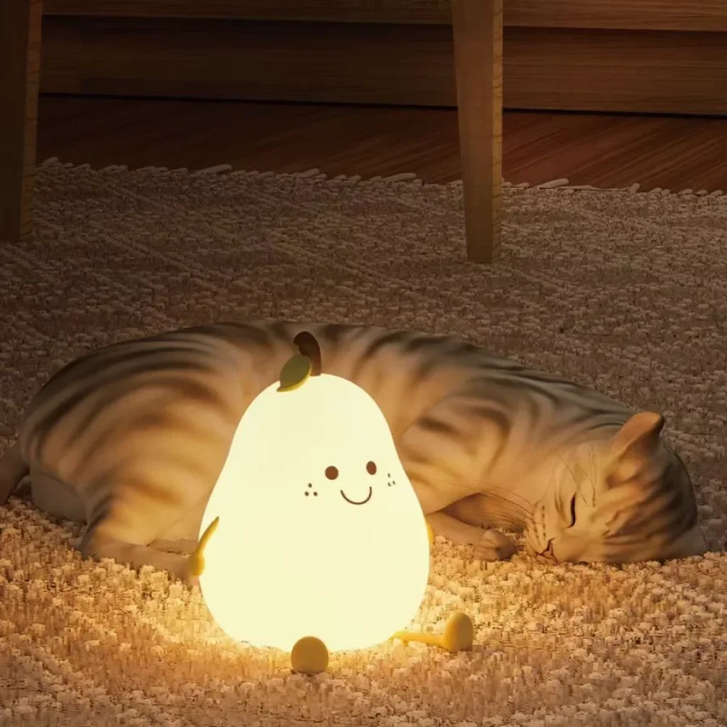 LED Pear Fruit Silicone Night Light - Blanco / Pear