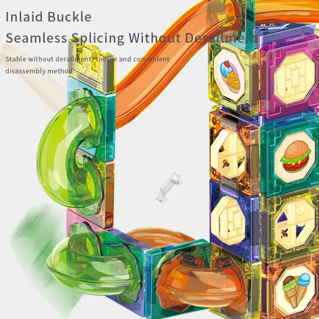 Magnetic Building Blocks With Ball Track Stem Toy