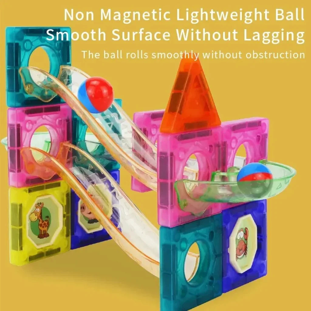 Magnetic Building Blocks With Ball Track Stem Toy