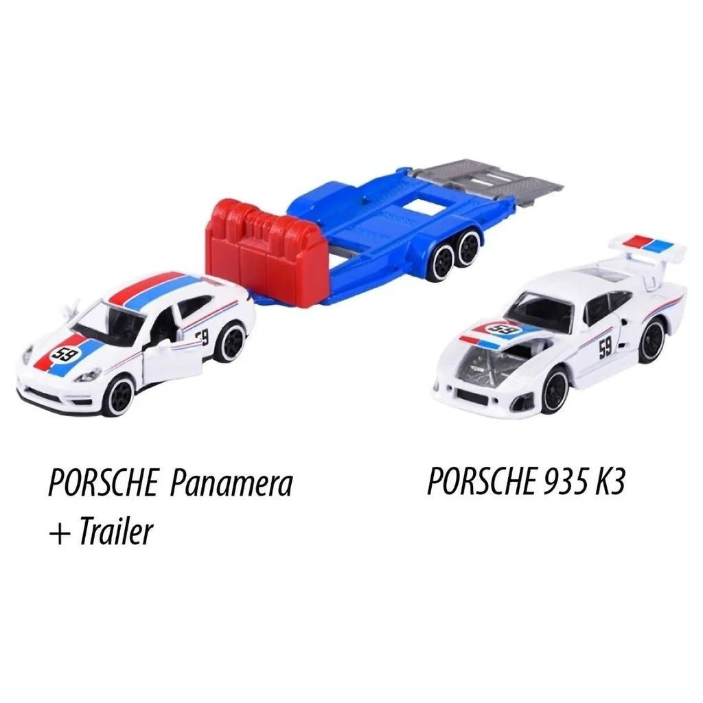 Majorette Trailer Race Set - Porsche Panamera Turbo + 935 K3 Dickie Toys
