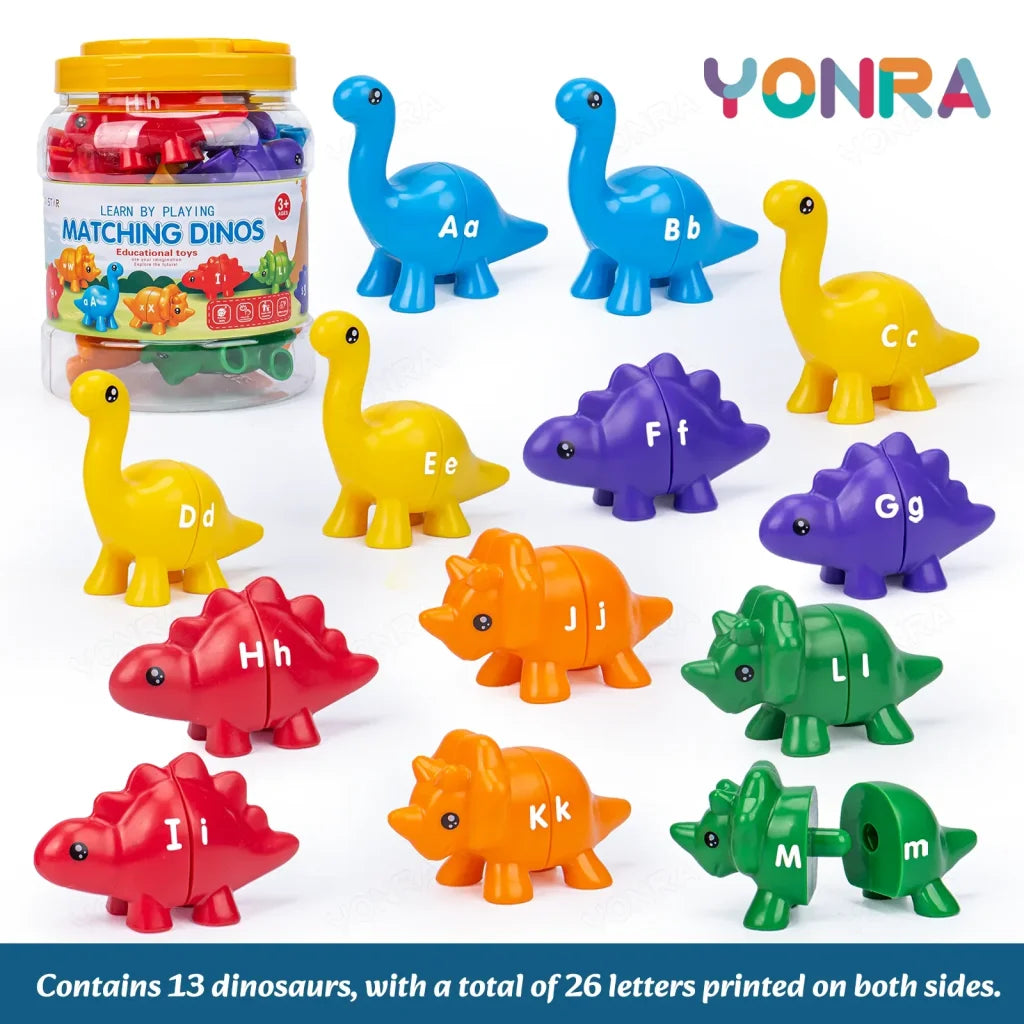 Matching Dinosaur Toy With storage bucket - Alphabet Style