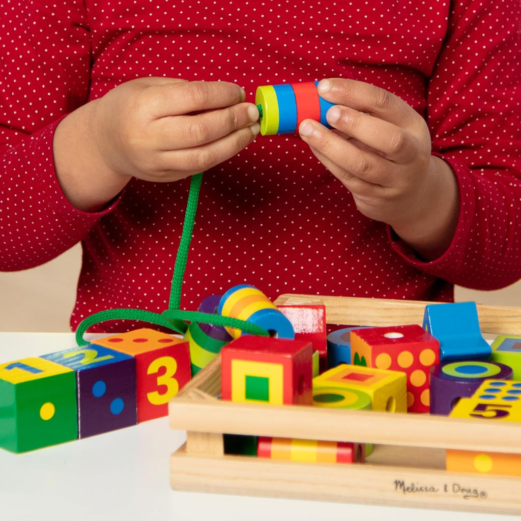 Melissa & Doug 3775 Deluxe Wooden Lacing Beads - Educational Activity With 27 And 2 Laces