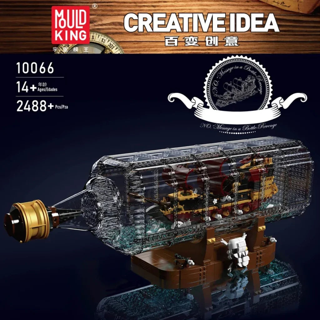 Mould King 10066 Pirate Ship Building Block The Queen Anne’s Revenge In A Bottle Mould King