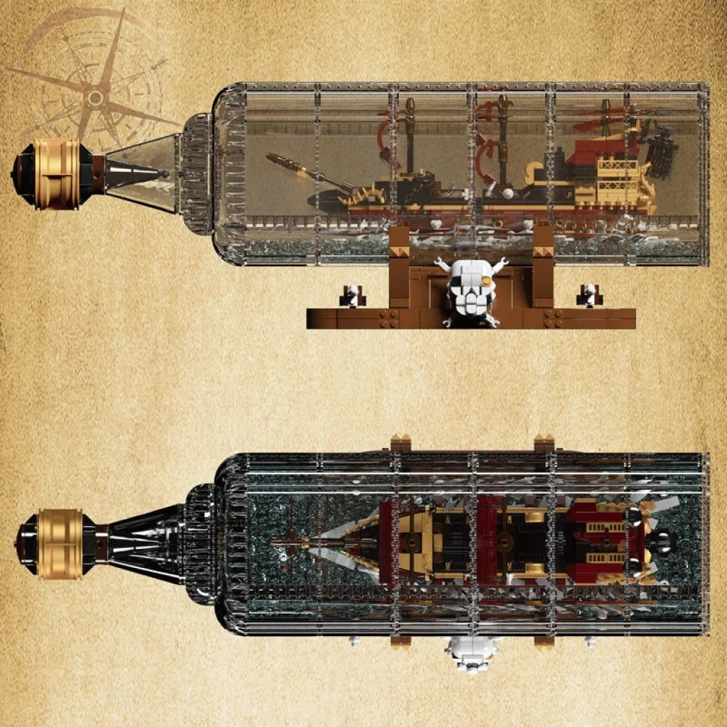 Mould King 10066 Pirate Ship Building Block The Queen Anne’s Revenge In A Bottle Mould King
