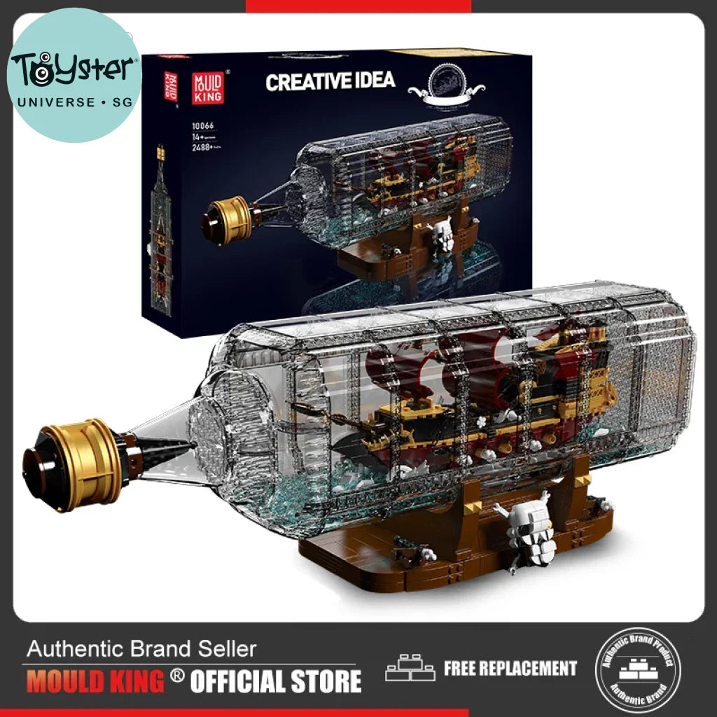 Mould King 10066 Pirate Ship Building Block The Queen Anne’s Revenge In A Bottle Mould King