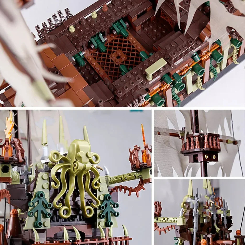 Mould King 13138 Pirate Ship Building Blocks Flying Dutchmans Boat