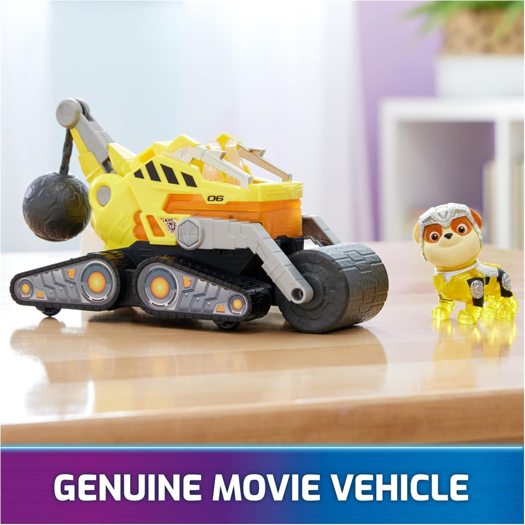 Paw Patrol Construction Toy Truck With Rubble Mighty Pups Action Figure Lights And Sounds