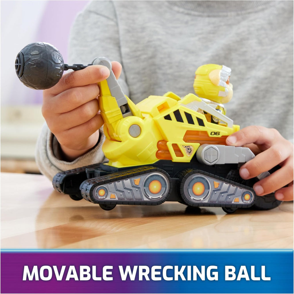 Paw Patrol Construction Toy Truck With Rubble Mighty Pups Action Figure Lights And Sounds
