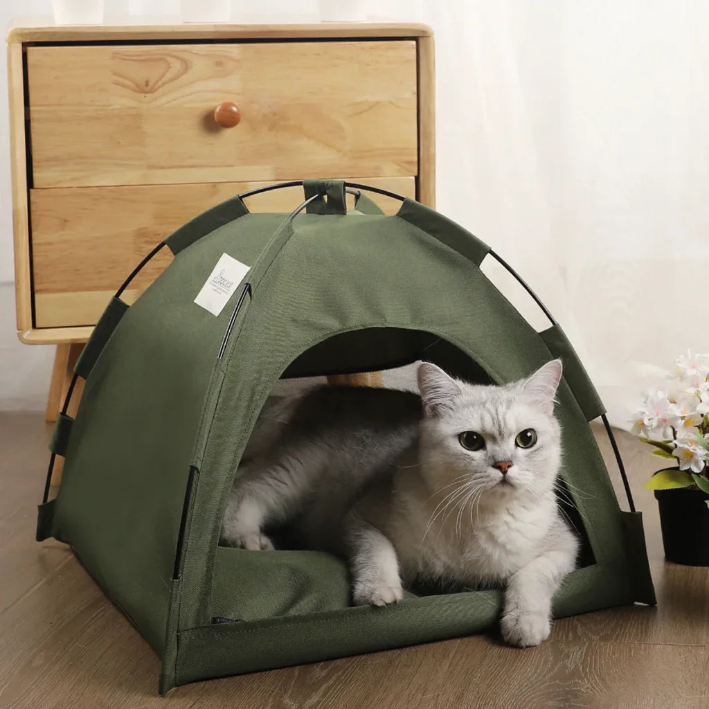 Pet Tent Bed Warm Cushions - Army green / L 50x50cm / CHINA