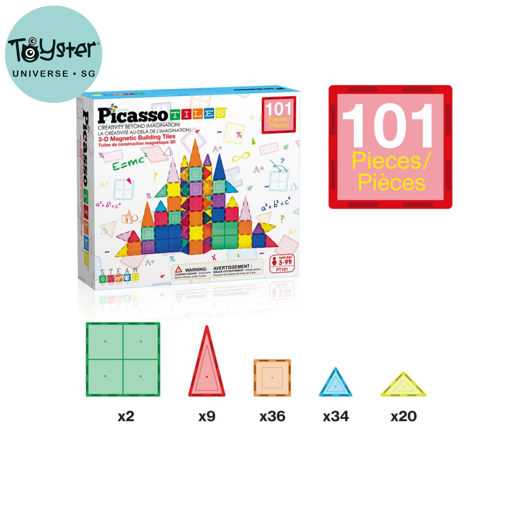 PicassoTiles Magnetic Tile Building Set 101 Pieces - PICASSOTILES