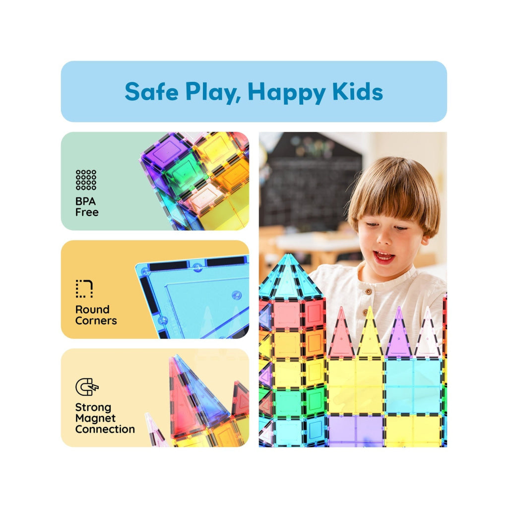 PicassoTiles Magnetic Tile Classic Building Set 61 Pieces - PICASSOTILES