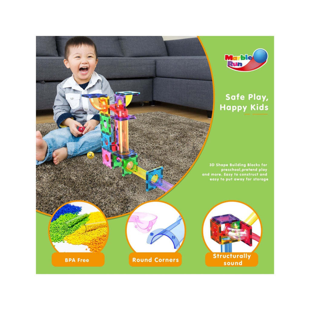 PicassoTiles Magnetic Tile Marble Run Building Blocks Set 40 Pieces - PICASSOTILES