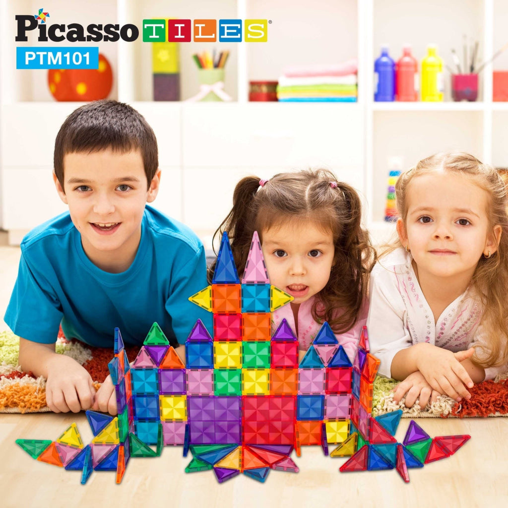 PicassoTiles Magnetic Tile Mini Diamond Set 101 Pieces - PICASSOTILES
