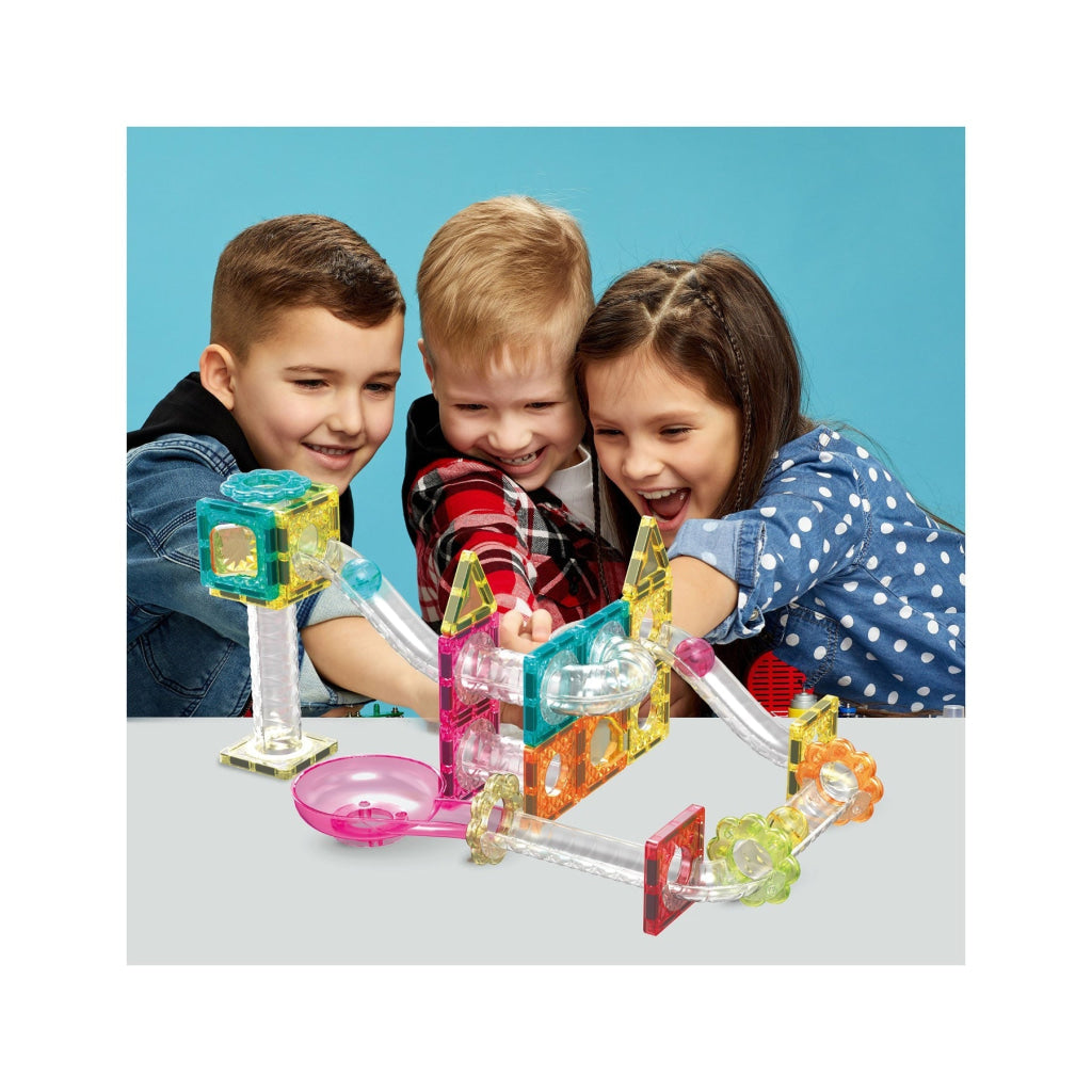 PicassoTiles Travel Size Magnetic Tile Marble Run Building Blocks Set 45 Pieces - PICASSOTILES