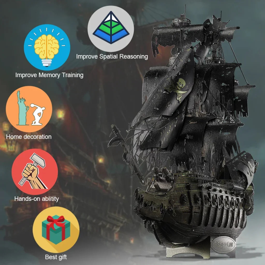 Piececool 3D Metal Puzzle The Flying Dutchman Model Building Kits Pirate Ship Jigsaw