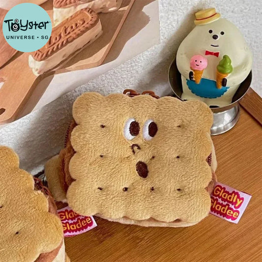 Plush Biscuit Keychains With Storage Bag