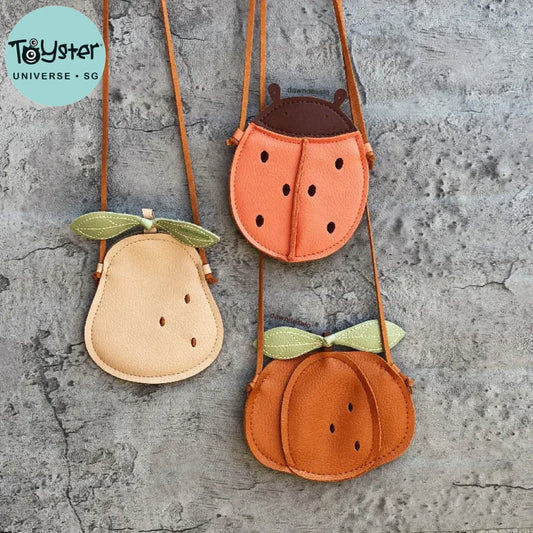 Pu Leather Crossbody Bag Pumpkin Pear Ladybug