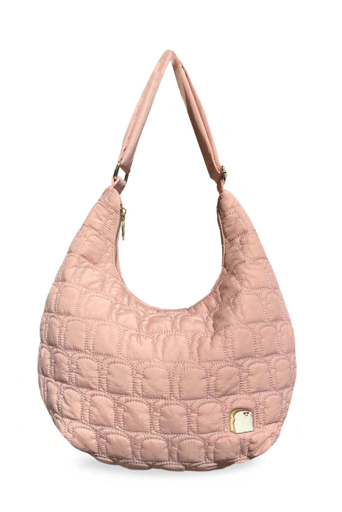 Quilted Toasty Croissant Crossbody Bag - Strawberry Milk