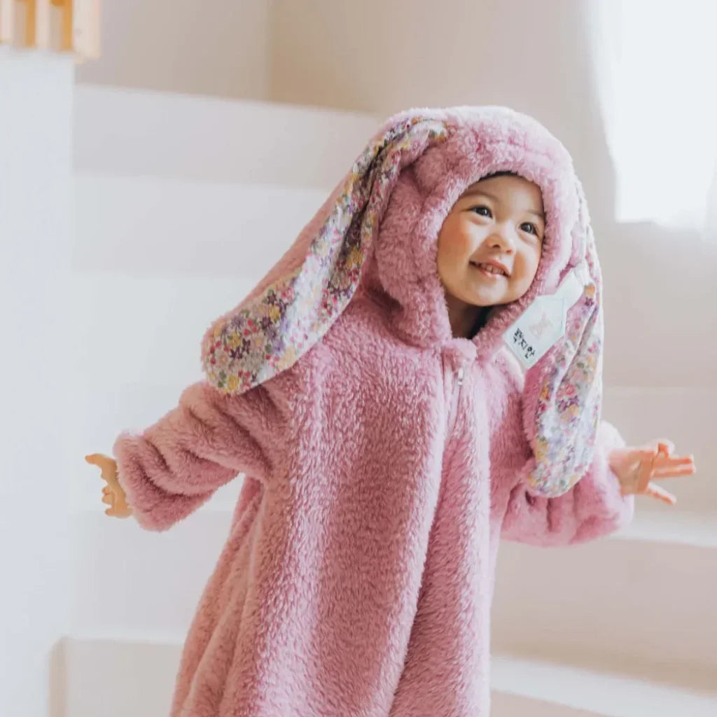 Rabbit Children Jumpsuit Plush Thickened Pink / 100Cm