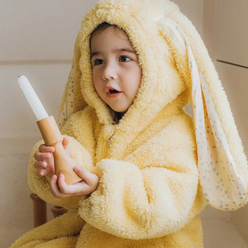 Rabbit Children Jumpsuit Plush Thickened Yellow / 100Cm