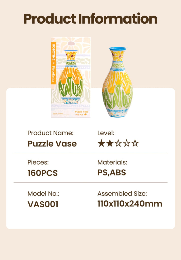 Robotime Puzzle Vase Summer Blossoms Sunset Mosaic VAS001 - Dropship