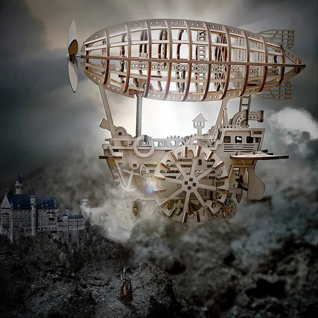 Robotime Rokr Air Vehicle Mechanical Airship 3D Wooden Puzzle Lk702 Dropship