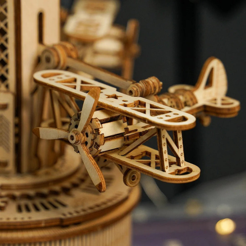 Robotime Rokr Airplane Control Tower Mechanical Music Box Amk41 Dropship