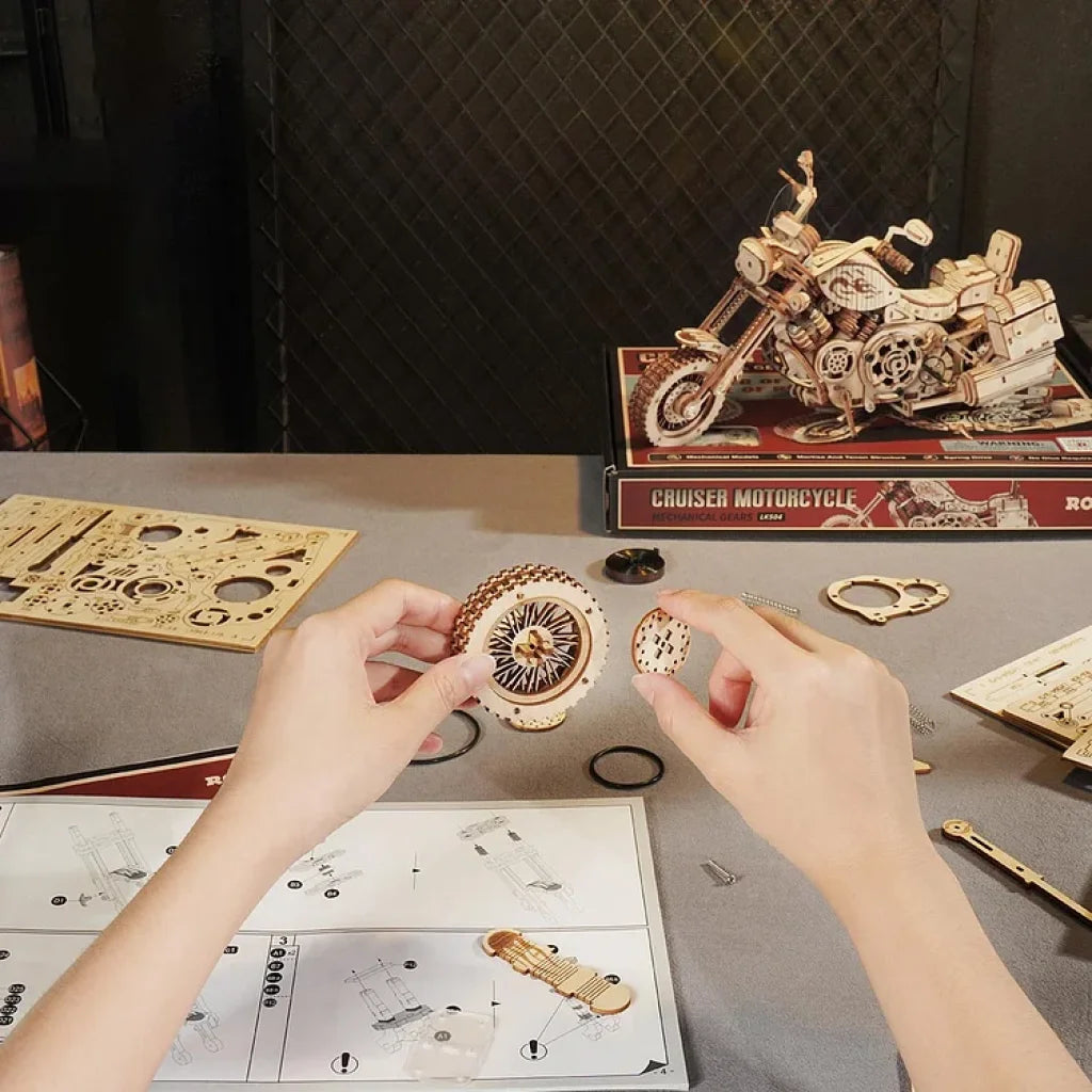 Robotime Rokr Cruiser Motorcycle Lk504 3D Wooden Puzzle Dropship