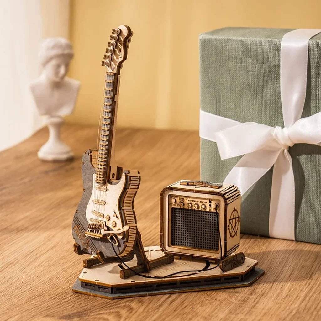 Robotime Rokr Electric Guitar Model 3D Wooden Puzzle Tg605K Dropship