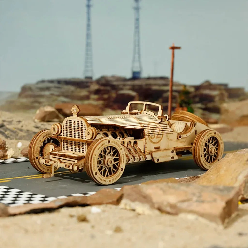 Robotime Rokr Grand Prix Car Scale Model 3D Wooden Puzzle Mc401 Dropship