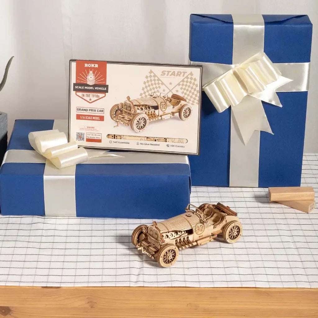 Robotime Rokr Grand Prix Car Scale Model 3D Wooden Puzzle Mc401 Dropship
