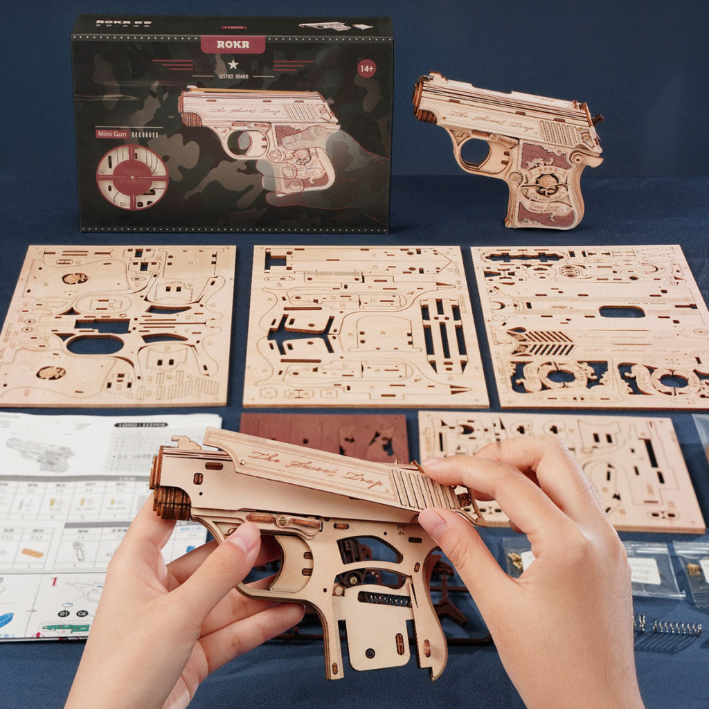 Robotime ROKR Mini Gun Toy Wooden 3D Puzzle LQ502 Dropship