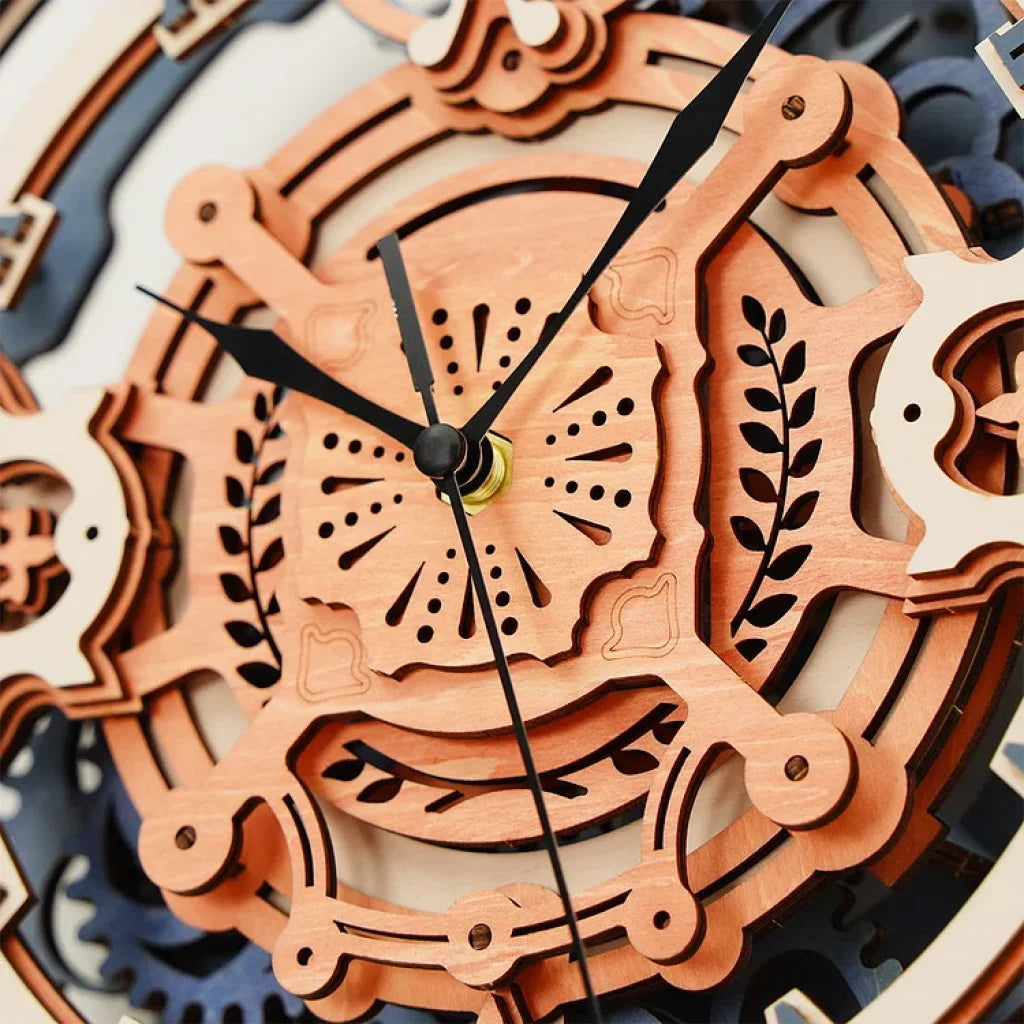 Robotime Rokr Romantic Note Wall Clock Mechanical Gear 3D Wooden Puzzle Lc701 Dropship