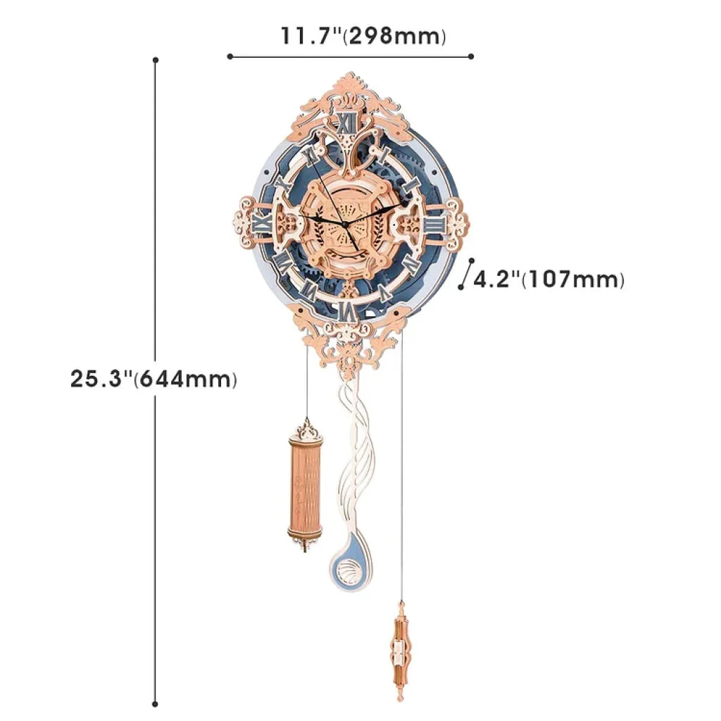 Robotime Rokr Romantic Note Wall Clock Mechanical Gear 3D Wooden Puzzle Lc701 Dropship