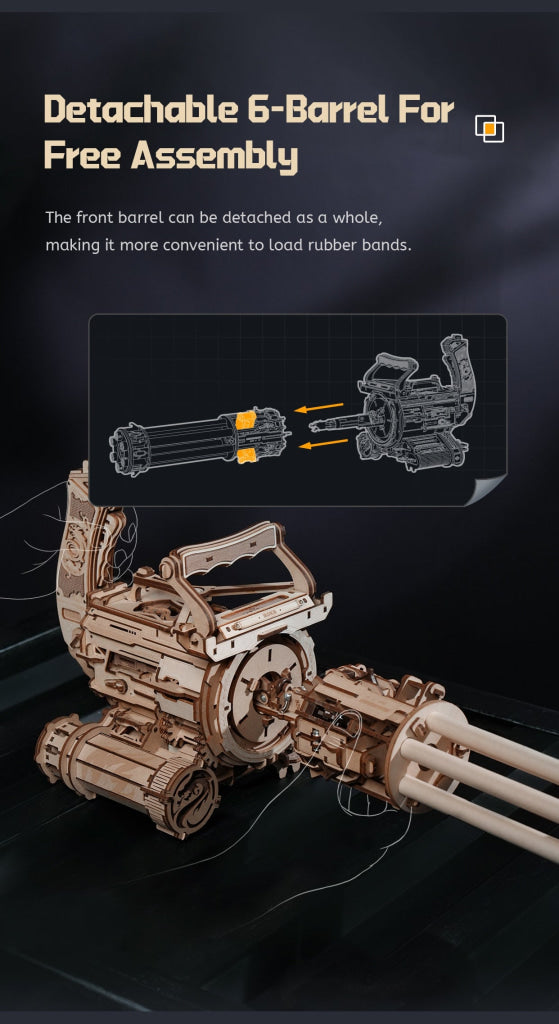 Robotime ROKR Rotating-Barrel Machine Blaster Toy 3D Wooden Puzzle LQA01 - Robotime