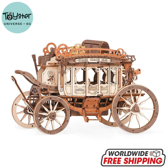 Robotime Rokr Stagecoach Mechanical Music Box 3D Wooden Puzzle Amka1 Dropship
