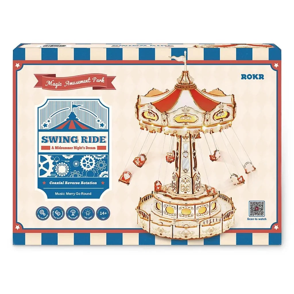 Robotime Rokr Swing Ride Diy Music Box 3D Wooden Puzzle Ea02 Dropship