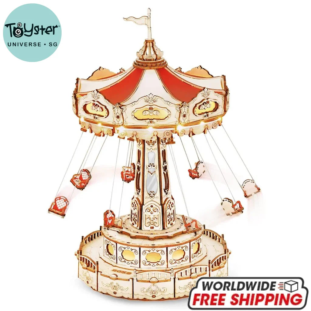Robotime Rokr Swing Ride Diy Music Box 3D Wooden Puzzle Ea02 Dropship