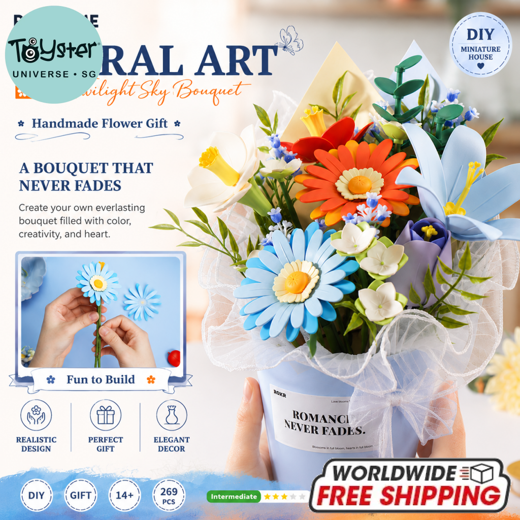 Robotime ROKR Twilight Sky Bouquet DIY Flower 3D Puzzle AF03J - Dropship