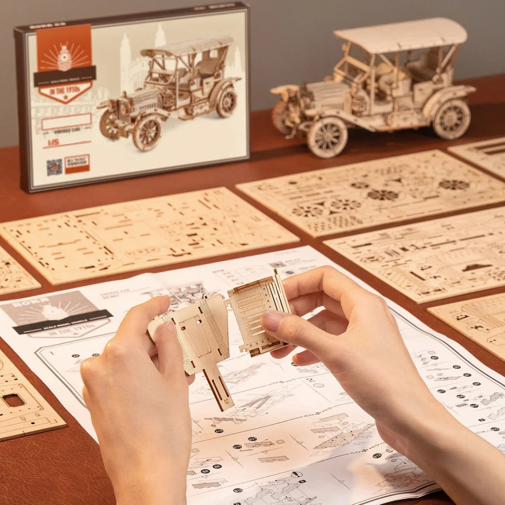 Robotime Rokr Vintage Car 3D Wooden Puzzle Mc801 Dropship