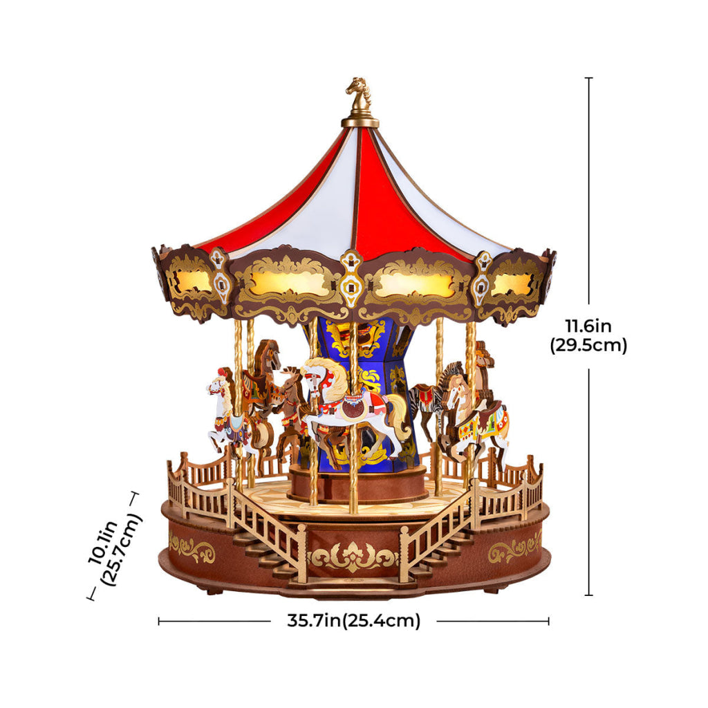 Robotime Rolife Classic Carousel 3D Wooden Puzzle AMC01 Dropship