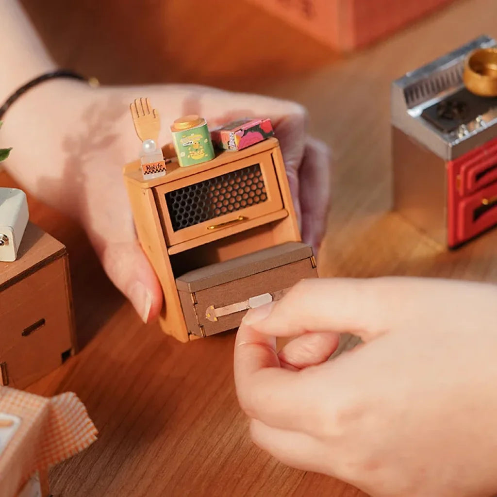 Robotime Rolife Cozy Kitchen Diy Miniature House Kit Dg159 Dropship