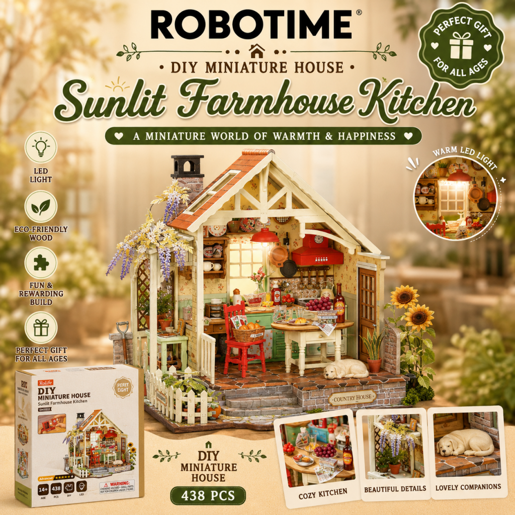 Robotime Rolife DIY Miniature House - Sunlit Farmhouse Kitchen DH101 - Dropship